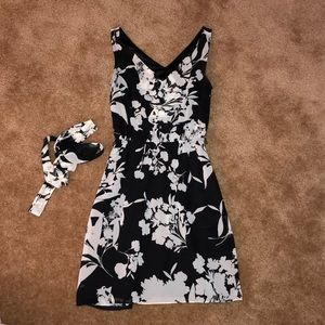 black and white floral dress